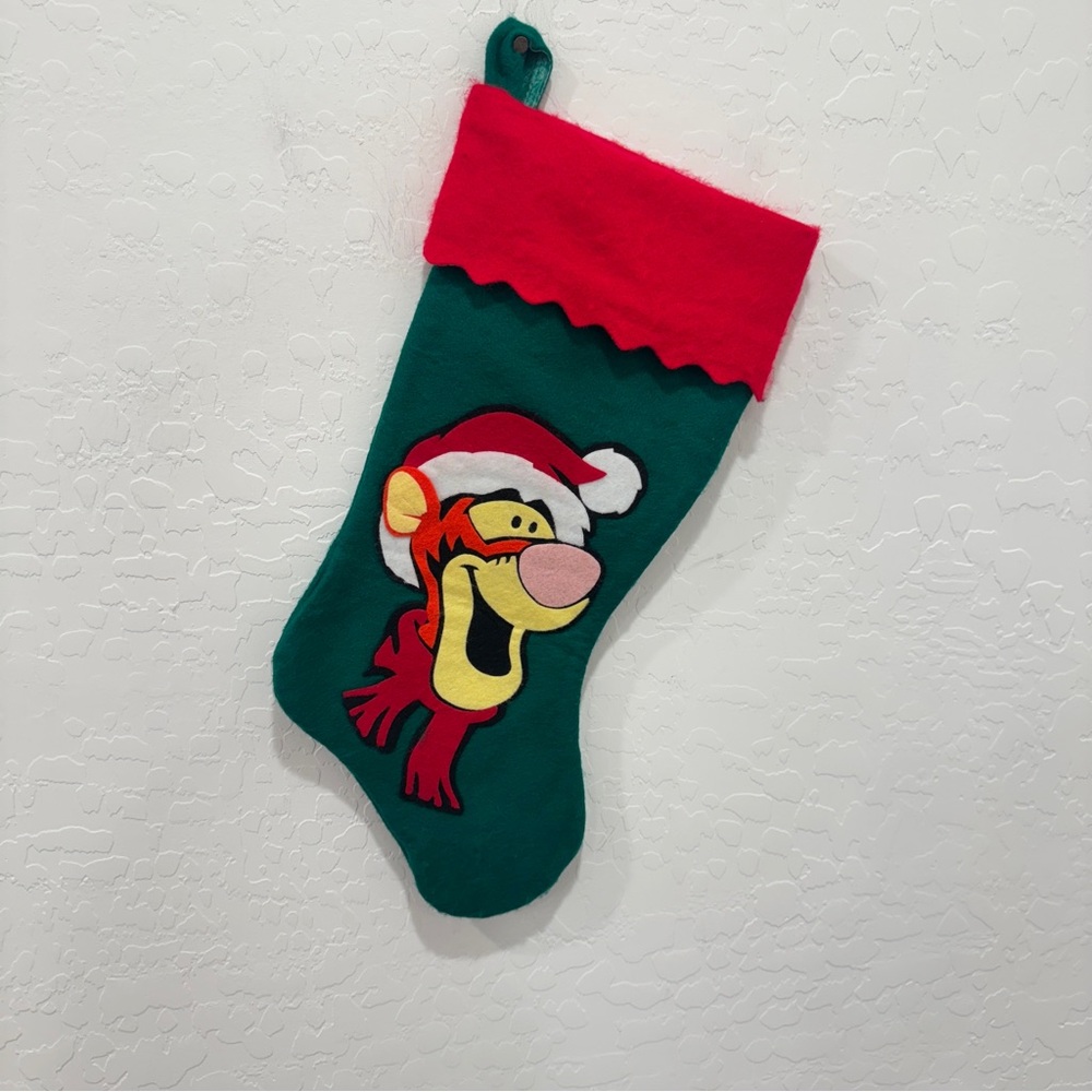 Vintage Winnie the Pooh Tigger Christmas Stocking Felt Disney Holiday